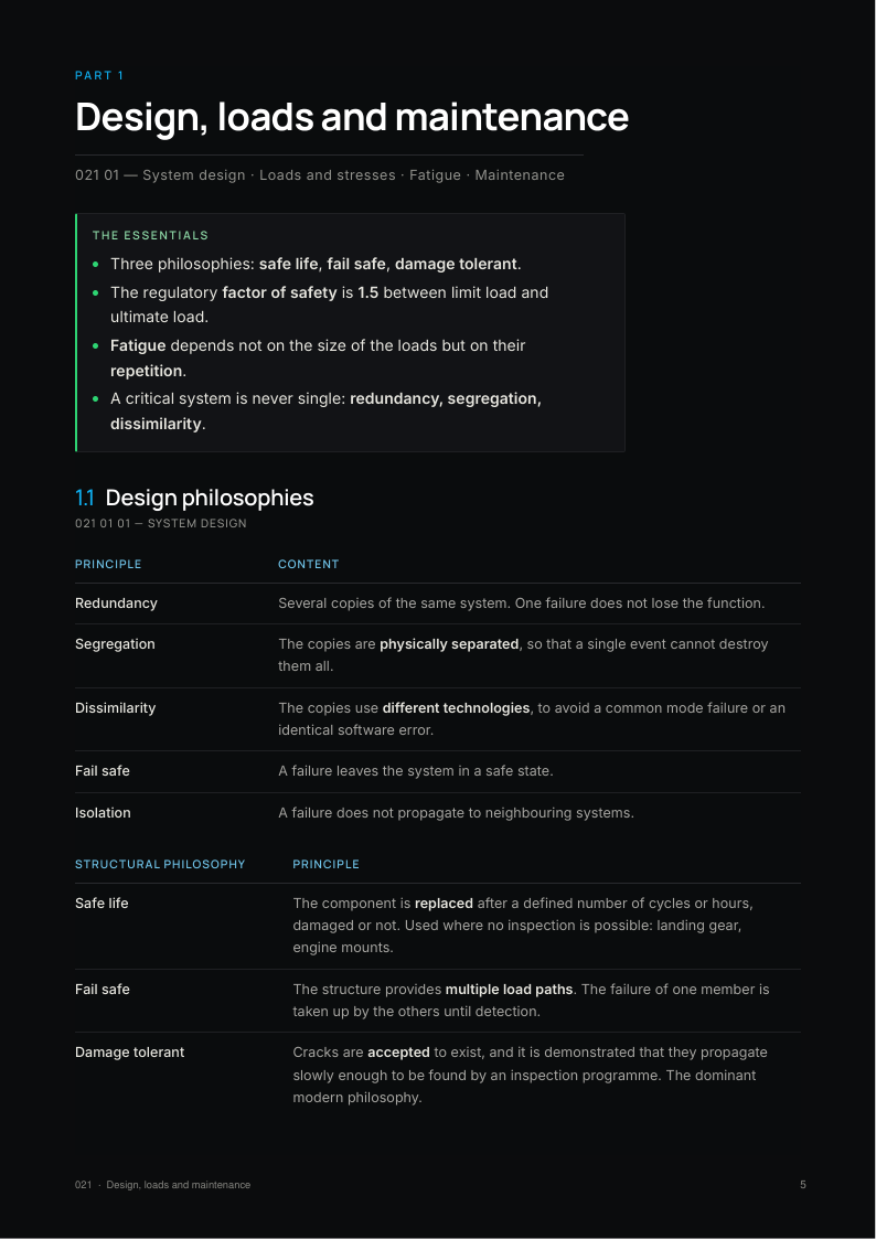 A page from the Airframe, Systems, Powerplant notes