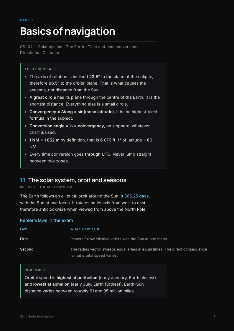 A page from the General Navigation notes