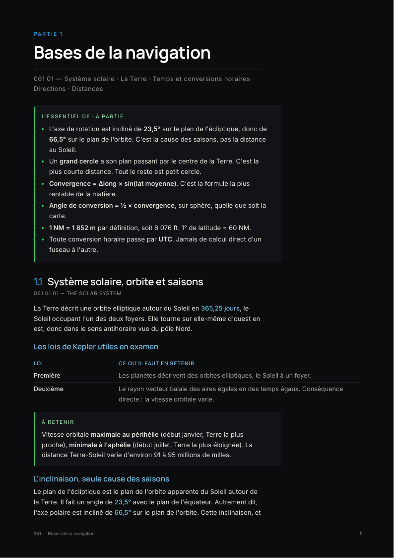 Une page des fiches Navigation générale